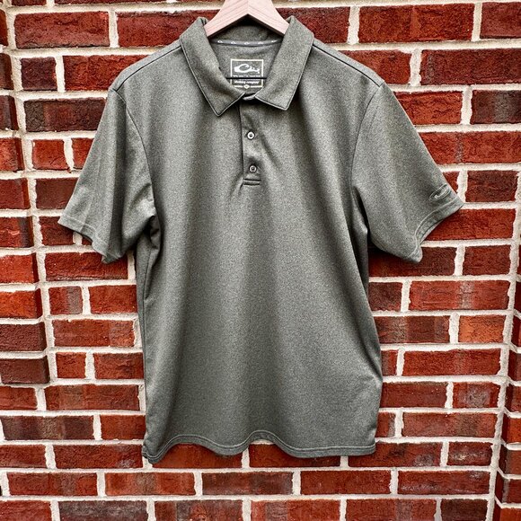Drake Performance Polo Mens Medium Heather Green UPF Moisture Wicking - Picture 1 of 9